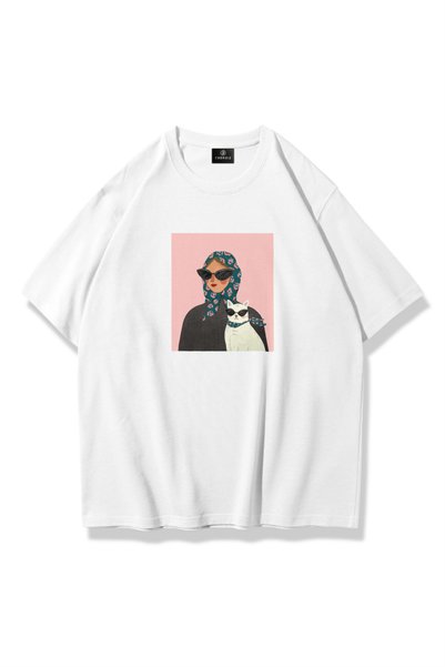 Women's Cat Lady Tshirt White