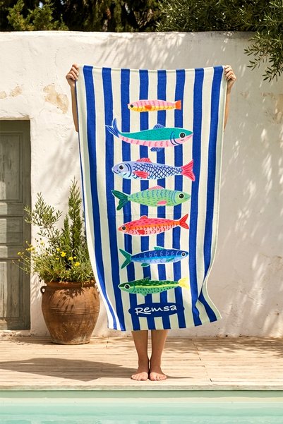 Printed Sea Pool Beach Towel 14 Colorful Fishes