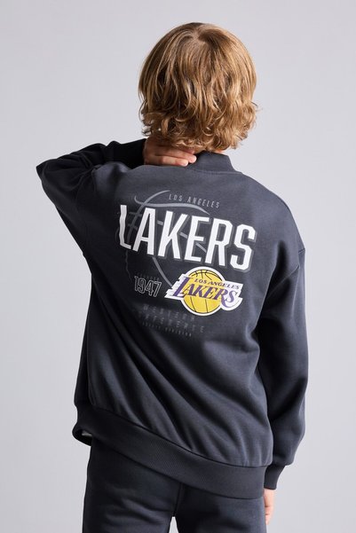 Nba Los Angeles Lakers Back Printed Crew Neck Snap Fastener Sweatshirt Cardigan Boy's I2236A826Wn