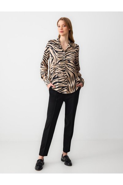 Straight Cut High Waist Regular Leg Woven Pants