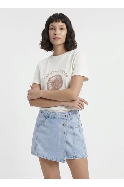Limon Ecru Women's Relaxed Printed T-Shirt L6Sl-Tst9066