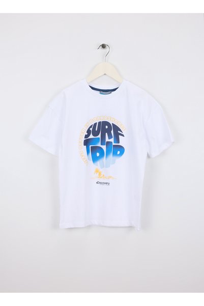 White Boy's T-Shirt Printed D6Sb-Tst3025