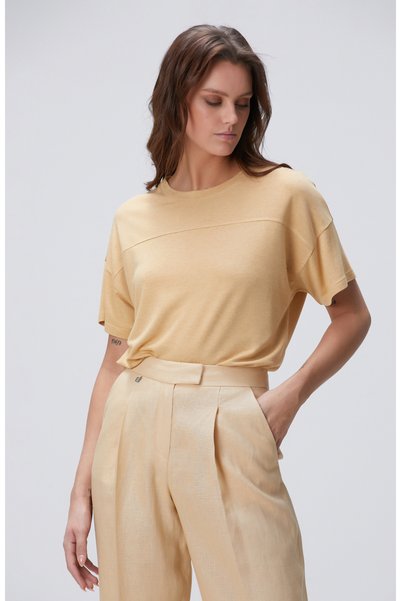 Limited Mustard Cashmere Blended T-Shirt