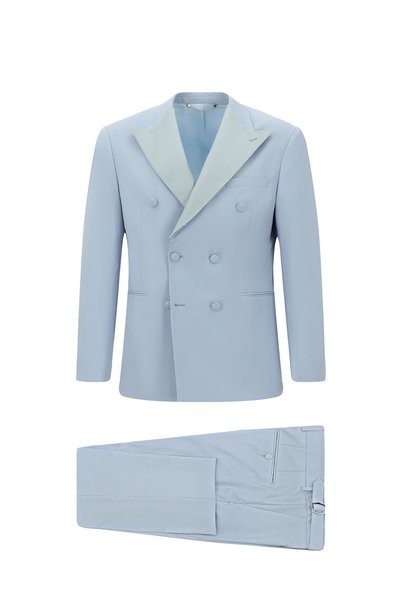 6 Drop Regular Fit Standard Cut Pointed Collar Wool Double-Breasted Tuxedo & Groom Suit