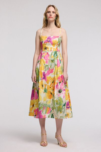 Mert Aslan Pleated Patterned Dress