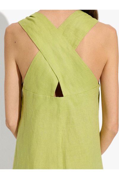 Women's Cross-Strapped Long Dress 100% Linen