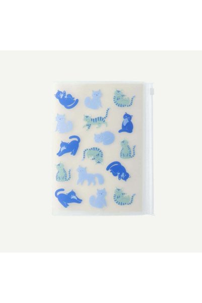 Blue Cat Locked Transparent File Notebook