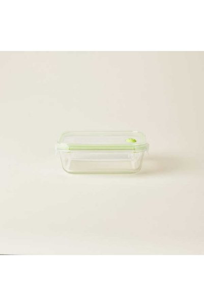 Kitchen Borosilicate Glass Storage Container - Transparent / Green - 1040 ml
