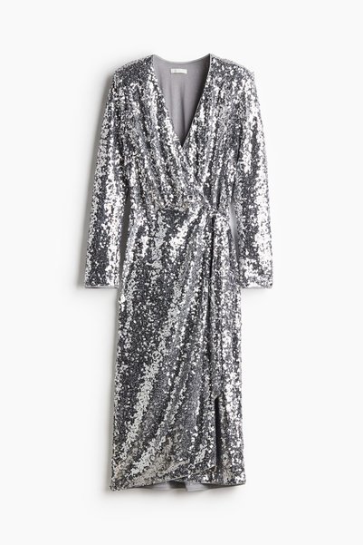 Sequin Wrap Dress