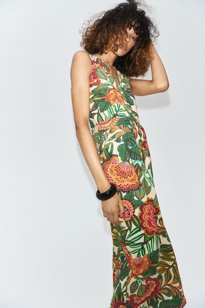V-Neck Midi Dress