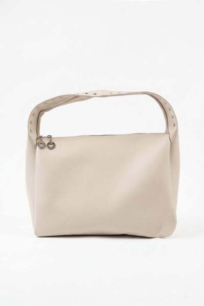 Studded Double Zipper Faux Leather Handbag
