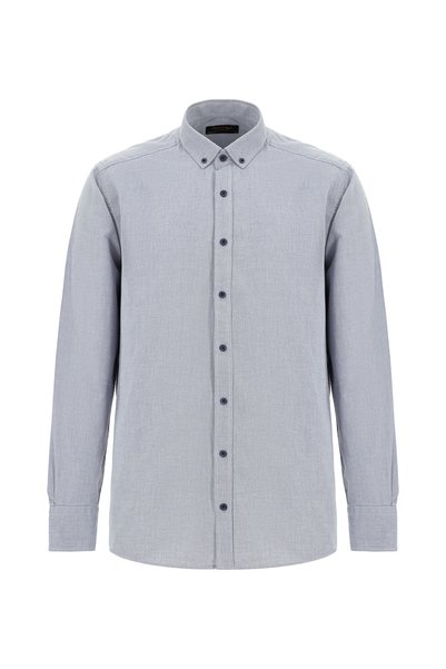Long Sleeve Regular Fit Cotton Button Lapel Oxford Shirt