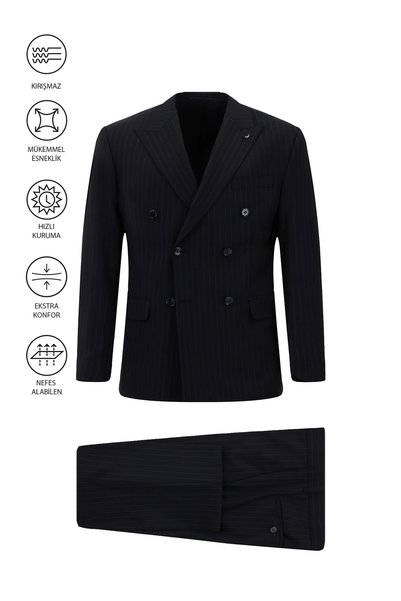 6 Drop Regular Fit Standard Cut Bagged Flex Suit Wool Double-Breasted Suit
