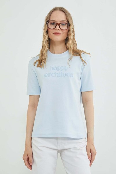 Happy Enchilada Embroidered Crew Neck T-Shirt