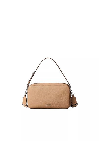 Women's Brown Bag with Removable Strap Zippered Logo Detail