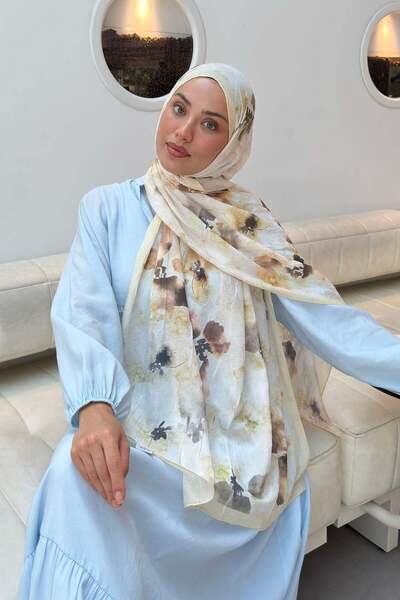 Batik Floral Pattern Bamboo Shawl Yellow