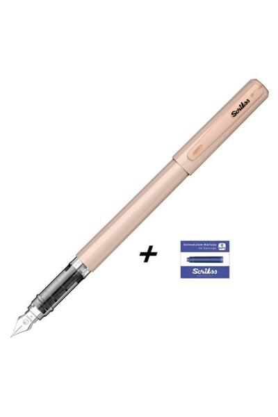Prımeo Fountain Pen m Nib Latte + 6 Blue Cartridges