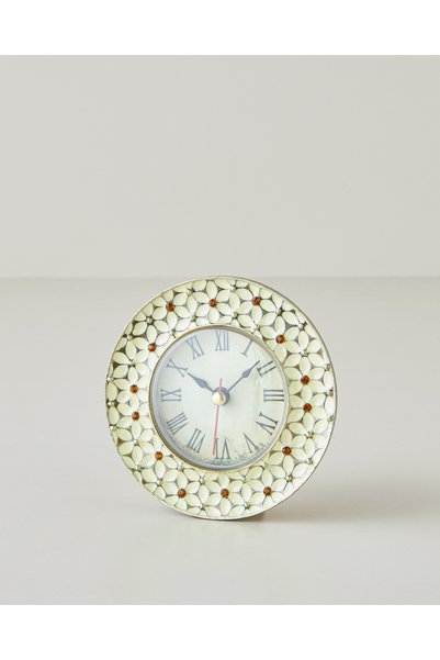 Hayden Metal Table Clock 9 cm Cream
