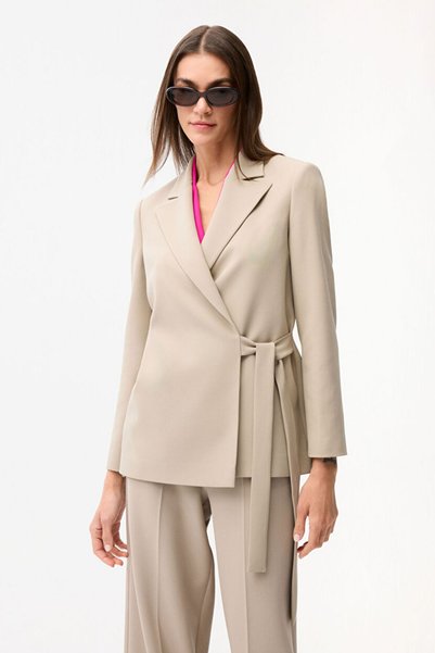 Gabardine Jacket with Tie Detail
