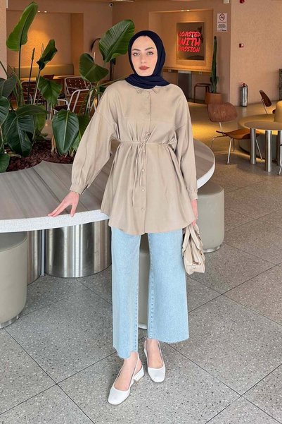Tie-Up Shirt Beige