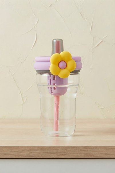 Detox Water Bottle with Flip Lid, Leak-Proof Strap, Straw and Strainer 600 ml