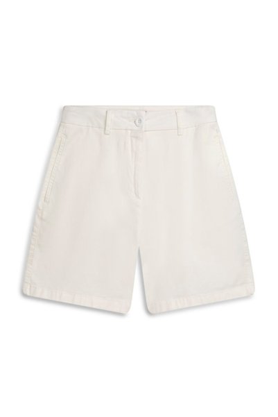 High Waist Cotton Woven Cream Shorts