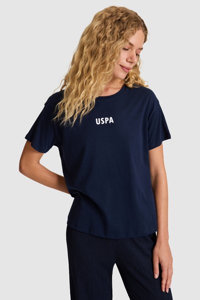 Women's Navy Blue Crew Neck T-Shirt 50323530-Vr033