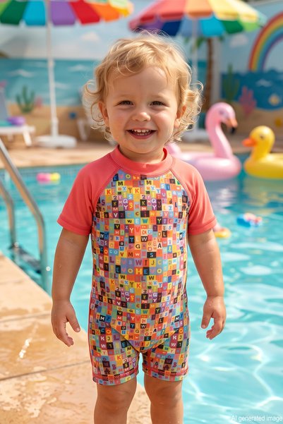 Short Sleeve Baby Swimsuit 4400 Coral