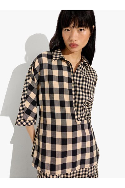 Women's Plaid Patterned Contrast Shirt