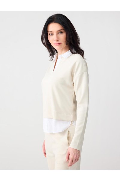 Stone Shirt Collar Long Sleeve Modal Knitted Sweatshirt