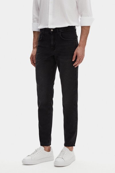 Ds Damat Comfort Fit Anthracite Plain Jean Jeans Five-Pocket Washed Denim Trousers