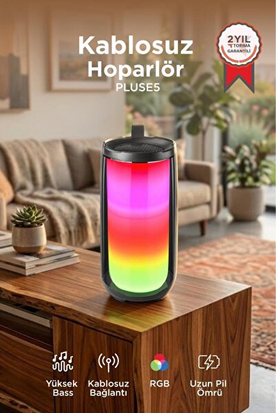 Bluetooth звучник со RGB светло PLUSE5, црн
