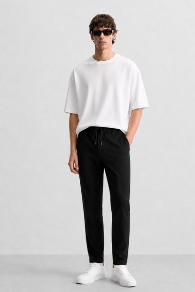Black Relaxed Men's Trousers 6510