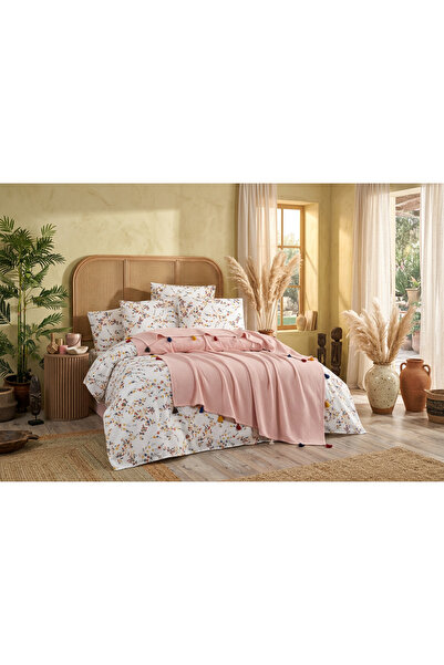 Памучен печатен сет прекривки Power King Size пудра & сет прекривки за брачен кревет