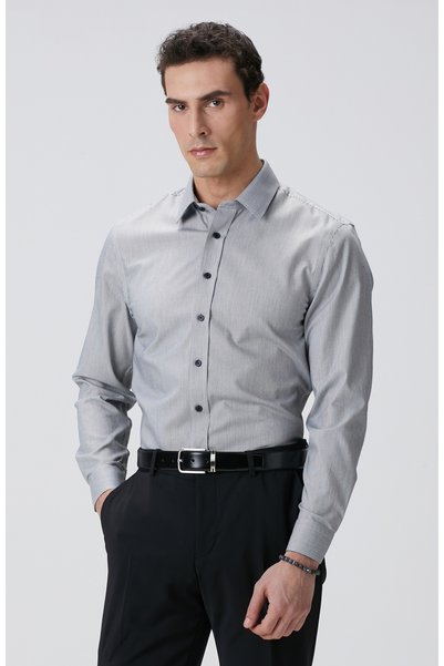 Black Stripe Patterned Non-Iron Shirt
