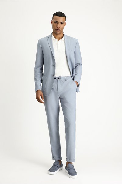 7 Drop Super Slim Fit Extra Slim Fit Waist Drawstring Seersucker Lycra Classic Fabric Trousers