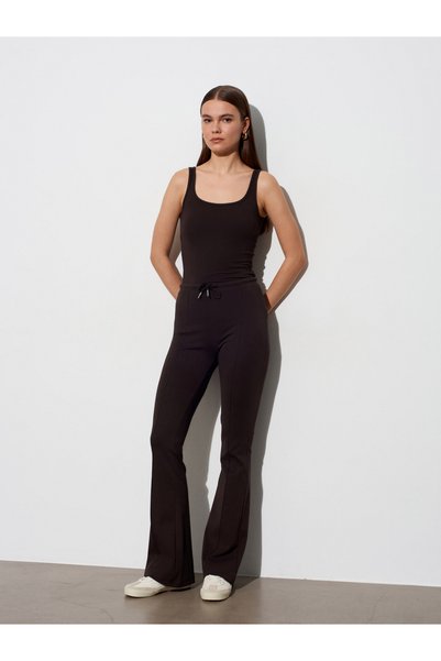 71916 Elastic Waist Cotton Tracksuit-Dark Brown
