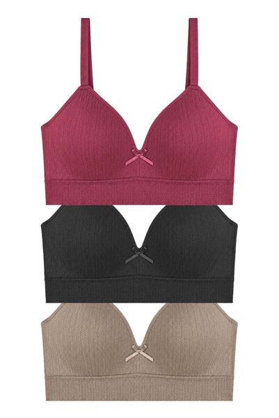 Bra - Mirel |   Plus Size Bamboo Patterned Minimizer Women's Bra Without Underwire 3-Pack