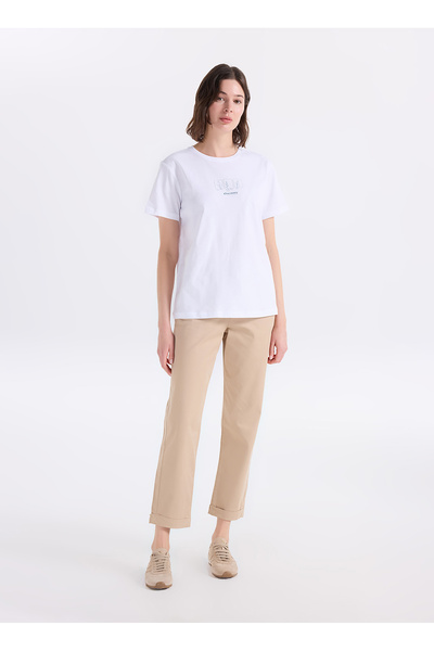 D6Sl-Pnt3541 Beige Women's Chino Pants
