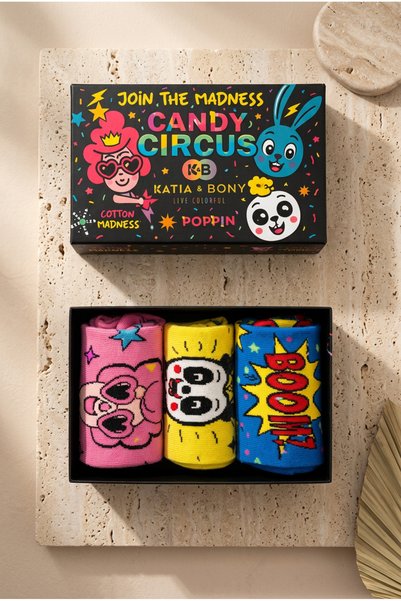 Unisex 3-Pack Candy Patterned Boxed Socks