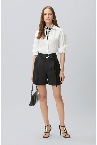 Black Linen Shorts