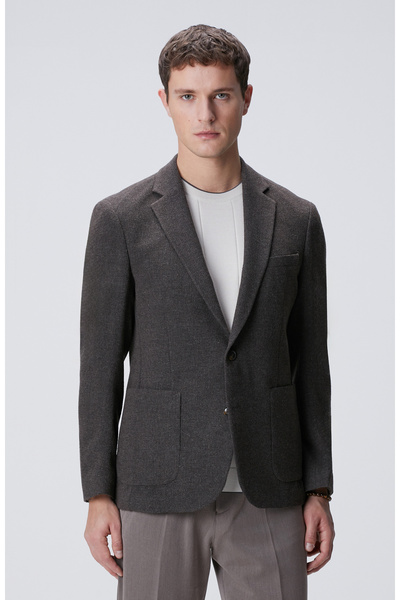 Brown Wool Cashmere Blended Jacket