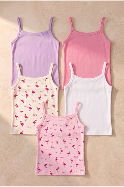 Girl's 5-Pack Thin Strap Multi-Colored Undershirts