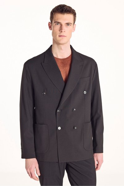 Black Oversize Double-Breasted Blazer