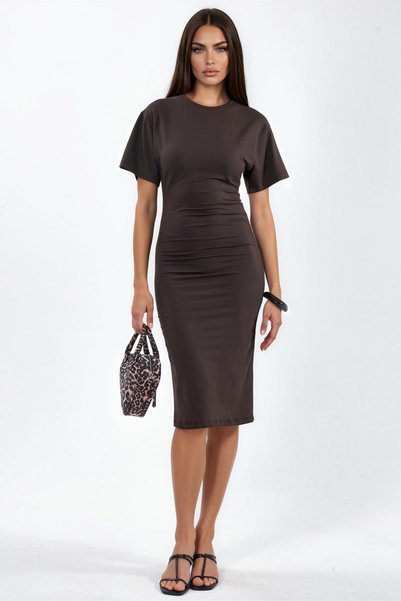 Busem Drape Detailed Vertical Collar Mini T-Shirt Dress