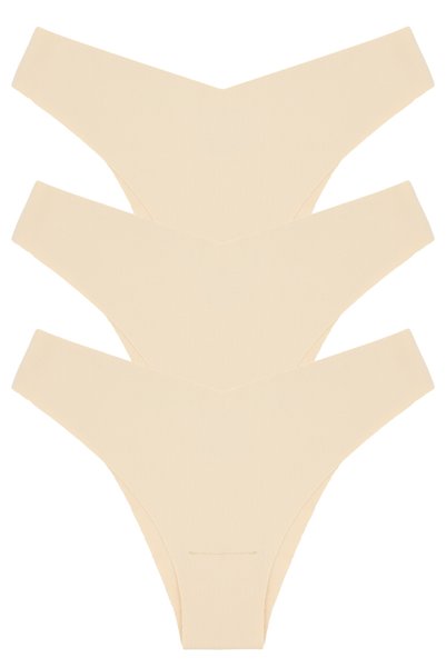 Women's Panties Laser Cut V Shape Non-Marking Pack of 3 Polyester Ten