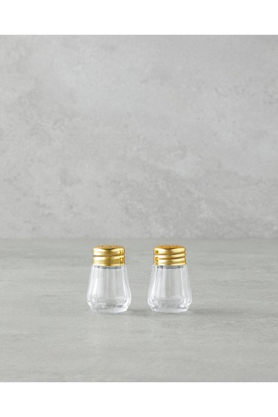 Set of 2 Lilla Glass Salt Shakers - 4X4 cm Gold Pepper Shakers