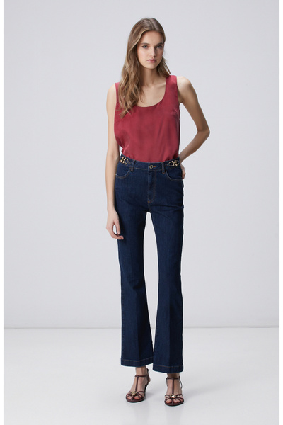 Flare Fit Denim Trousers with Indigo Accessories