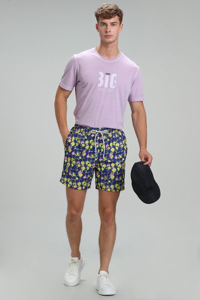 Geometric Men's Swim Shorts Sax Blue