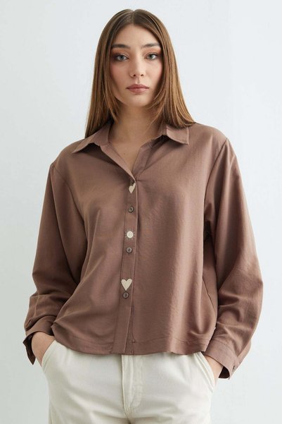 Heart and Sun Embroidered Casual Shirt